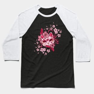 Sakura Tree Japanese Mask Cherry Pink Flower Blossom Baseball T-Shirt